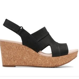 Clarks Black Wedge Sandals